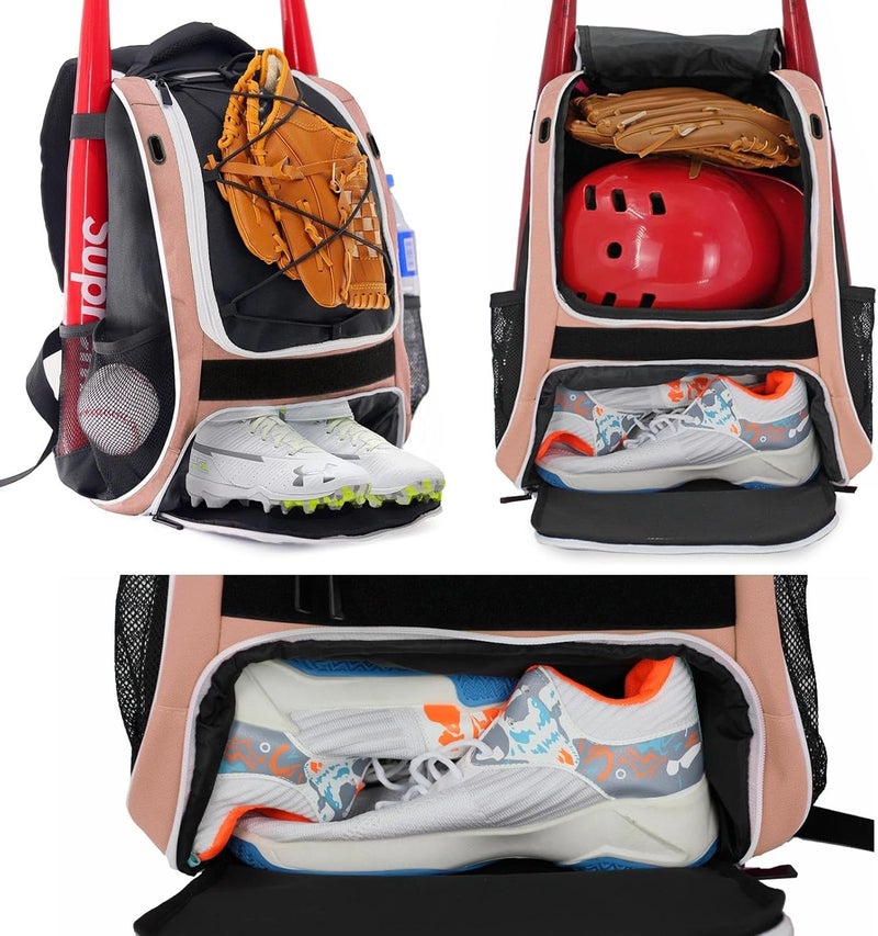 WOLT Youth Baseball Bag - Bat Backpack for Baseball, T-Ball & Softball Equipment & Gear, Bat & Glove Holder, Large Main Compartment for Helmet & accessories, Separate Shoes Compartment, Fence Hook - Image 3
